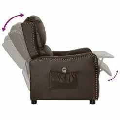 VidaXL Fauteuil inclinable électrique Marron Similicuir brillant -Fauteuils Soldes image 6 3098770