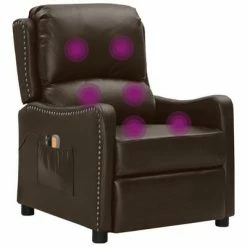 VidaXL Fauteuil de massage inclinable électrique Marron Similicuir -Fauteuils Soldes image 6 3098772