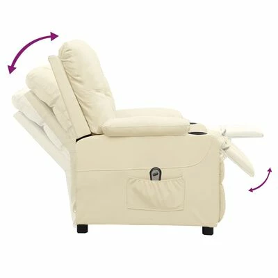VidaXL Fauteuil inclinable électrique Crème Similicuir 8 VidaXL Fauteuil inclinable électrique Crème Similicuir – Image 6