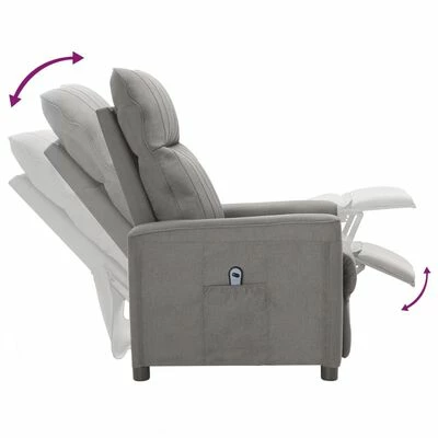 VidaXL Fauteuil inclinable électrique Gris clair Tissu 8 VidaXL Fauteuil inclinable électrique Gris clair Tissu – Image 6