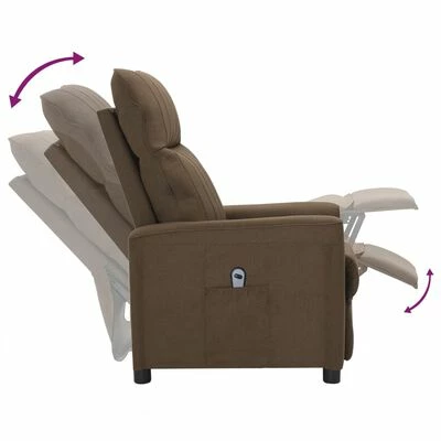 VidaXL Fauteuil inclinable électrique Marron Tissu 8 VidaXL Fauteuil inclinable électrique Marron Tissu – Image 6