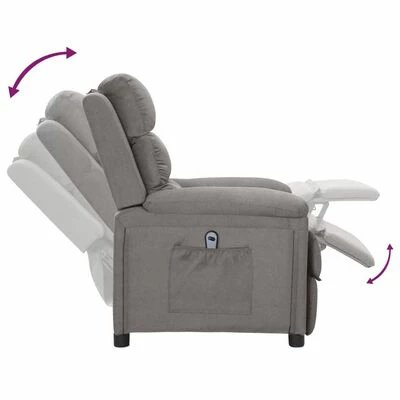 VidaXL Fauteuil inclinable électrique Gris clair Tissu 8 VidaXL Fauteuil inclinable électrique Gris clair Tissu – Image 6