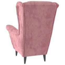 VidaXL Fauteuil à oreilles avec tabouret Rose Velours 13 VidaXL Fauteuil à oreilles avec tabouret Rose Velours -Fauteuils Soldes image 6 3115935