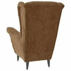 VidaXL Fauteuil à oreilles avec tabouret Marron Velours -Fauteuils Soldes image 6 3115939