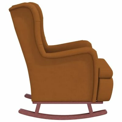 VidaXL Fauteuil avec pieds à bascule et tabouret Marron Velours 8 VidaXL Fauteuil avec pieds à bascule et tabouret Marron Velours – Image 6
