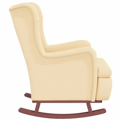 VidaXL Fauteuil avec pieds à bascule et tabouret Crème Velours 8 VidaXL Fauteuil avec pieds à bascule et tabouret Crème Velours – Image 6
