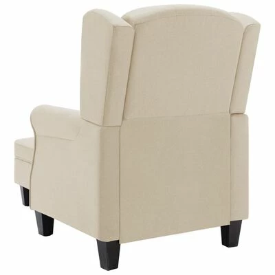 VidaXL Fauteuil avec repose-pied Crème Tissu 8 VidaXL Fauteuil avec repose-pied Crème Tissu – Image 6