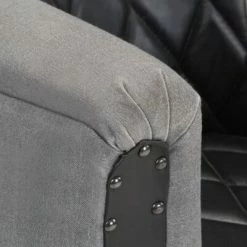 VidaXL Fauteuil Noir Cuir véritable et bois de manguier massif -Fauteuils Soldes image 6 320604