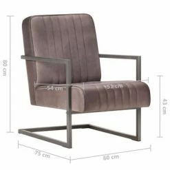 VidaXL Fauteuil cantilever Marron Cuir véritable 13 VidaXL Fauteuil cantilever Marron Cuir véritable -Fauteuils Soldes image 6 321857