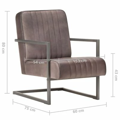 VidaXL Fauteuil cantilever Marron Cuir véritable 8 VidaXL Fauteuil cantilever Marron Cuir véritable – Image 6