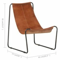 VidaXL Chaise de relaxation Marron Cuir véritable -Fauteuils Soldes image 6 323724