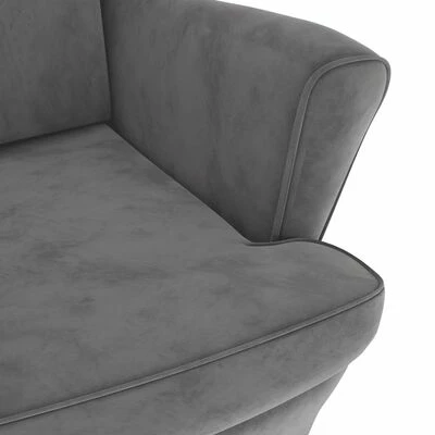 VidaXL Fauteuil Gris clair Velours 8 VidaXL Fauteuil Gris clair Velours – Image 6