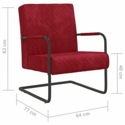 VidaXL Chaise cantilever Rouge bordeaux Velours -Fauteuils Soldes image 6 325729