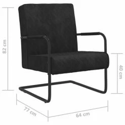VidaXL Chaise cantilever Noir Velours -Fauteuils Soldes image 6 325730
