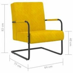 VidaXL Chaise cantilever Jaune moutarde Velours -Fauteuils Soldes image 6 325731