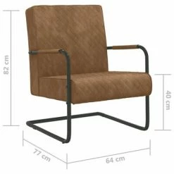 VidaXL Chaise cantilever Marron Velours 13 VidaXL Chaise cantilever Marron Velours -Fauteuils Soldes image 6 325732