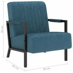 VidaXL Fauteuil Bleu Velours -Fauteuils Soldes image 6 325757