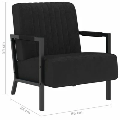 VidaXL Fauteuil Noir Velours 8 VidaXL Fauteuil Noir Velours â Image 6