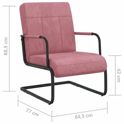 VidaXL Chaise cantilever Rose Velours 8 VidaXL Chaise cantilever Rose Velours – Image 6