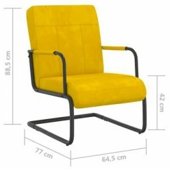 VidaXL Chaise cantilever Jaune moutarde Velours -Fauteuils Soldes image 6 325795