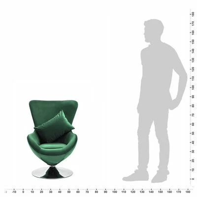 VidaXL Fauteuil pivotant en forme d’œuf et coussin Vert foncé Velours 8 VidaXL Fauteuil pivotant en forme d’œuf et coussin Vert foncé Velours – Image 6
