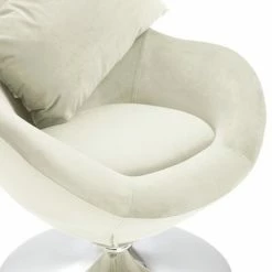 VidaXL Fauteuil pivotant en forme d’œuf avec coussin Crème Velours 13 VidaXL Fauteuil pivotant en forme d’œuf avec coussin Crème Velours -Fauteuils Soldes image 6 326216