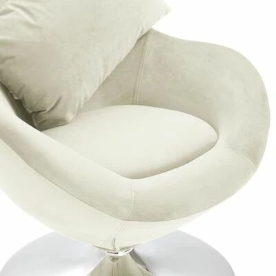 VidaXL Fauteuil pivotant en forme d’œuf avec coussin Crème Velours 8 VidaXL Fauteuil pivotant en forme d’œuf avec coussin Crème Velours – Image 6