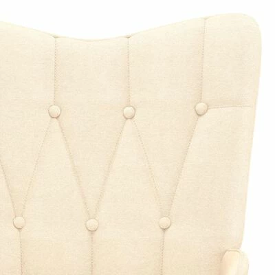 VidaXL Chaise de relaxation avec tabouret Crème Tissu 8 VidaXL Chaise de relaxation avec tabouret Crème Tissu – Image 6