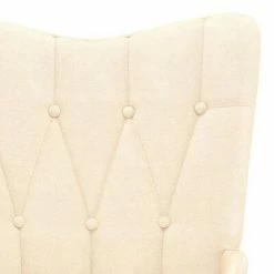 VidaXL Chaise de relaxation avec tabouret Crème Tissu -Fauteuils Soldes image 6 327558