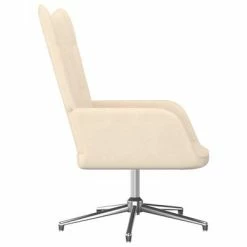 VidaXL Chaise de relaxation avec tabouret Crème Tissu -Fauteuils Soldes image 6 327602