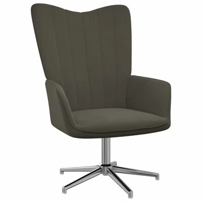 VidaXL Chaise de relaxation avec repose-pied Gris foncé Velours 8 VidaXL Chaise de relaxation avec repose-pied Gris foncé Velours – Image 6