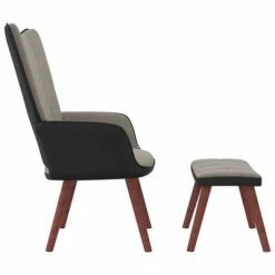 VidaXL Chaise de relaxation avec repose-pied Gris clair Velours et PVC -Fauteuils Soldes image 6 327798