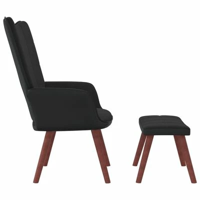 VidaXL Chaise de relaxation avec repose-pied Noir Velours et PVC 8 VidaXL Chaise de relaxation avec repose-pied Noir Velours et PVC – Image 6