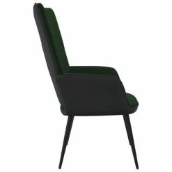VidaXL Chaise de relaxation Vert foncé Velours et PVC -Fauteuils Soldes image 6 327811