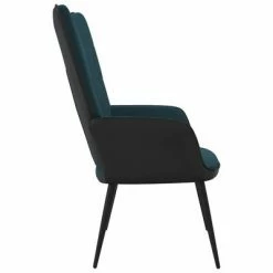 VidaXL Chaise de relaxation Bleu Velours et PVC -Fauteuils Soldes image 6 327819