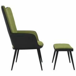 VidaXL Chaise de relaxation avec repose-pied Vert clair Velours et PVC -Fauteuils Soldes image 6 327823