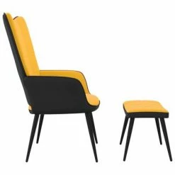 VidaXL Chaise de détente et repose-pied Jaune moutarde Velours et PVC -Fauteuils Soldes image 6 327827