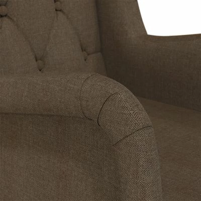 VidaXL Fauteuil avec pieds en bois d'hévéa solide Marron Tissu 8 VidaXL Fauteuil avec pieds en bois d'hévéa solide Marron Tissu – Image 6