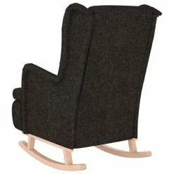 VidaXL Fauteuil avec pieds à bascule en bois d'hévéa Noir Tissu 13 VidaXL Fauteuil avec pieds à bascule en bois d'hévéa Noir Tissu -Fauteuils Soldes image 6 329407
