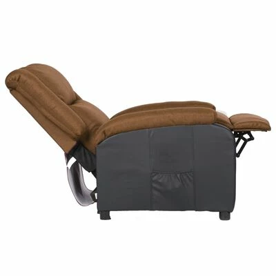 VidaXL Fauteuil inclinable TV Taupe Similicuir et tissu 8 VidaXL Fauteuil inclinable TV Taupe Similicuir et tissu – Image 6