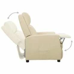 VidaXL Fauteuil inclinable Crème Similicuir -Fauteuils Soldes image 6 338839