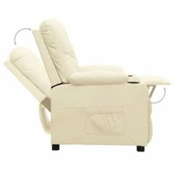 VidaXL Fauteuil inclinable Crème Similicuir -Fauteuils Soldes image 6 339125