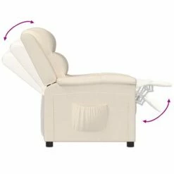 VidaXL Fauteuil inclinable Crème Velours -Fauteuils Soldes image 6 342386