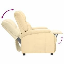 VidaXL Fauteuil inclinable Crème Velours -Fauteuils Soldes image 6 342408