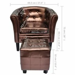 VidaXL Fauteuil avec repose-pied Marron Similicuir 13 VidaXL Fauteuil avec repose-pied Marron Similicuir -Fauteuils Soldes image 6 60707
