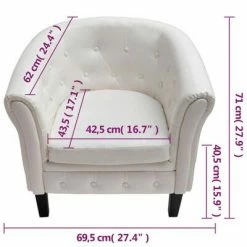 VidaXL Fauteuil Blanc Similicuir 13 VidaXL Fauteuil Blanc Similicuir -Fauteuils Soldes image 6 60710