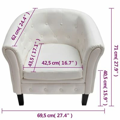 VidaXL Fauteuil Blanc Similicuir 8 VidaXL Fauteuil Blanc Similicuir â Image 6